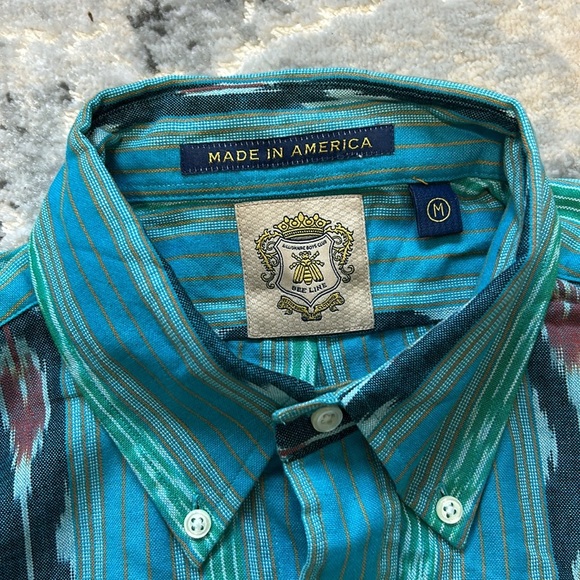 Billionaire Boys Club Blue and Green Casual Button Down Shirt - Picture 2 of 3